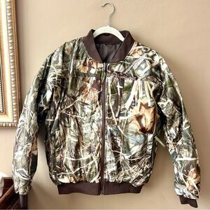 Drake Waterfowl Camo Brown Hunting Reversible Jacket Advantage Max-4 HD Mens S